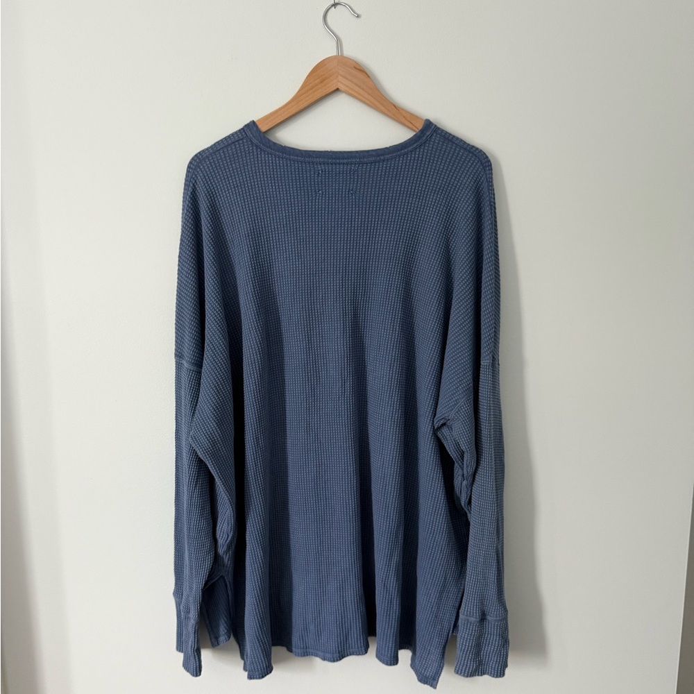 OFFLINE By Aerie Waffle Henley T-Shirt in Marbled Blue - Picture 2 of 4